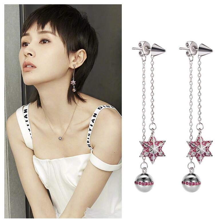Wholesale Crystal Vintage Star Women Dangle Earrings Asymmetric Star Girl With Long Earrings For Women Drops Earrings Tassel Earrings VGE084