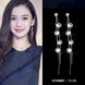 Wholesale Luxury Round Zircon Long Drop Earrings with Silver Color Tassel Korean Wedding Earring for Women Party Jewelry VGE091