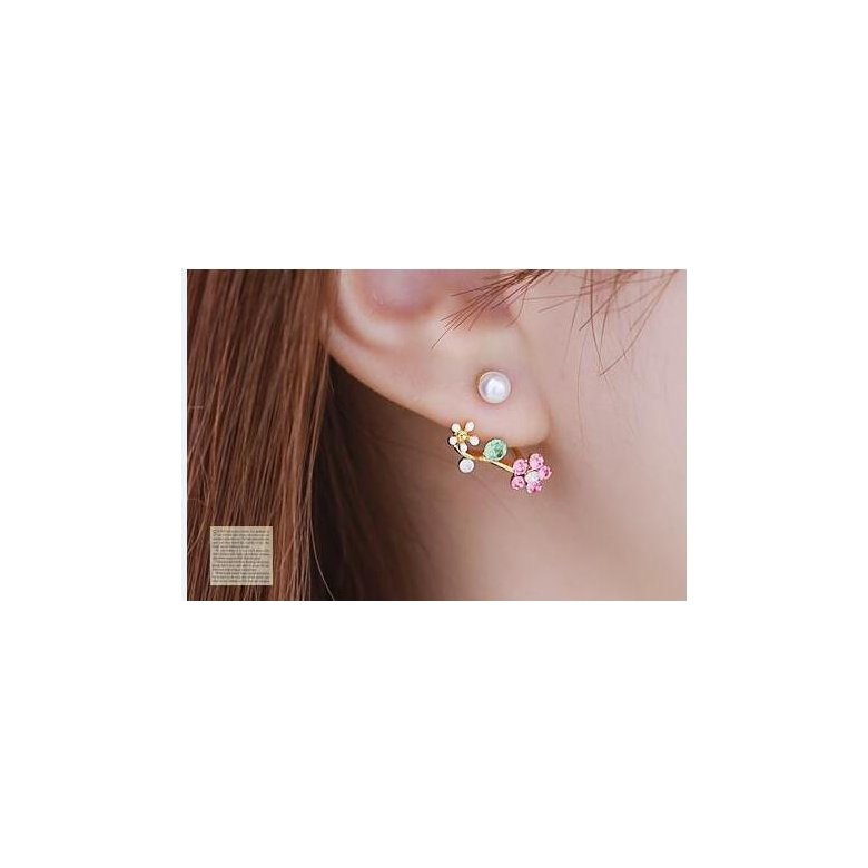 Wholesale Korean Jewelry Zircon Flower Pearl Geometry Stud Earrings For Women Statement Ear Jewelry VGE101