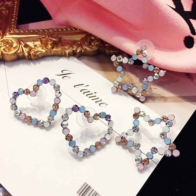 Wholesale New Arrival  color Crystal Trendy Star heart  Women Dangle Earrings fashion Jewelry  VGE108