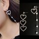 Wholesale Girl Heart-shaped Asymmetric Earrings Simple Rhinestone Pearl Chain Earrings Jewelry  Long Earrings VGE118