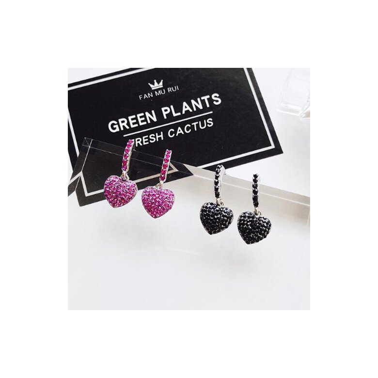 Wholesale Love Heart Earrings Sweet Pink Gifts for Women Girlfriend Girls Shine Sequins Imitation Rhinestone Korean Style Daily Ear Stud VGE119