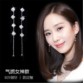 Wholesale The New Fashion Jewelry Shining Crystal Earrings For Women Cubic Zircon Tassel 925 Sterling Silver Dangle Earrings High Quality VGE121