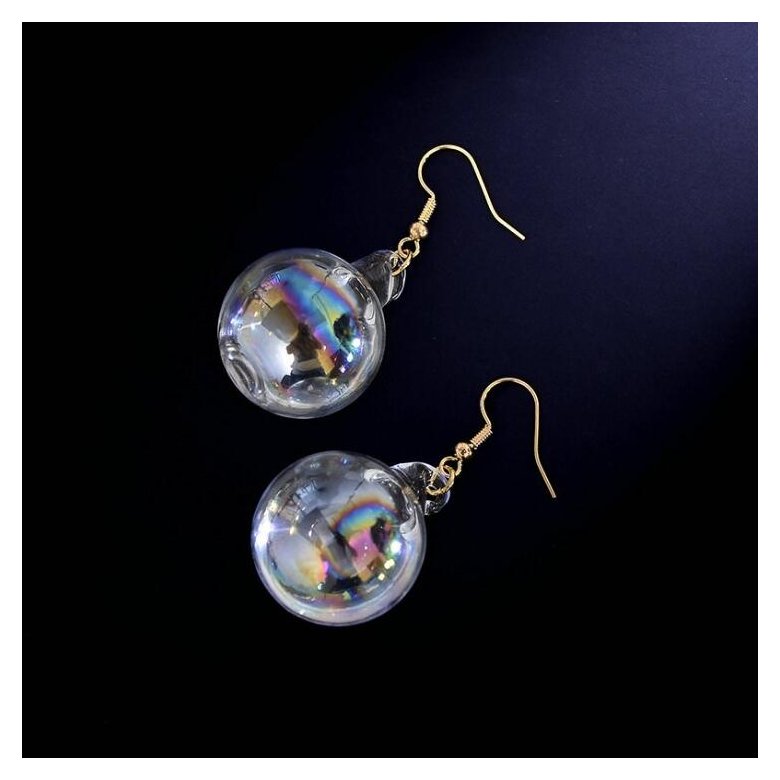 Wholesale New Fashion Women Transparent Glass Long Water Ball Dangle Earrings For Girls Drop Earrings Party Jewelry Accessories VGE124