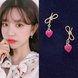 Wholesale Bowknot Heart Earrings for Women Girl Elegant Gold Color Alloy Shiny crystal Earrings Wedding Jewelry VGE135