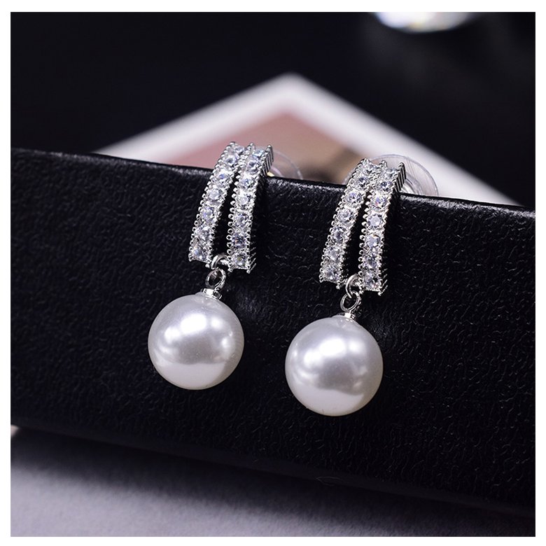 Wholesale Fashion 925 Sterling Silver Pearls Stud Earrings Zircon Silver Earrings For Women Wedding Jewelry VGE152