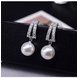 Wholesale Fashion 925 Sterling Silver Pearls Stud Earrings Zircon Silver Earrings For Women Wedding Jewelry VGE152