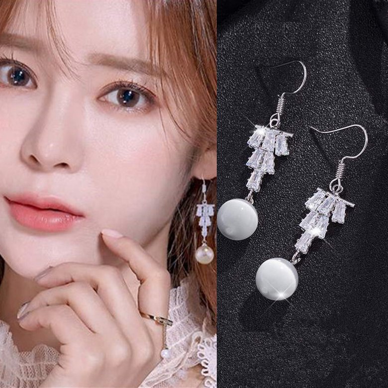 Wholesale Fashion Cubic Zircon Drop & Imitation Pearl Dangle Earrings For Women Bridesmaid Wedding Party Jewelry VGE176