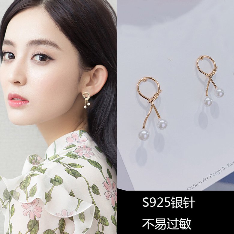 Wholesale  Imitation Pearl knotted Female Elegant Earrings Simple Temperament Korean Fashion Sweet Delicate Earrings Bride Wedding Jewelry VGE179