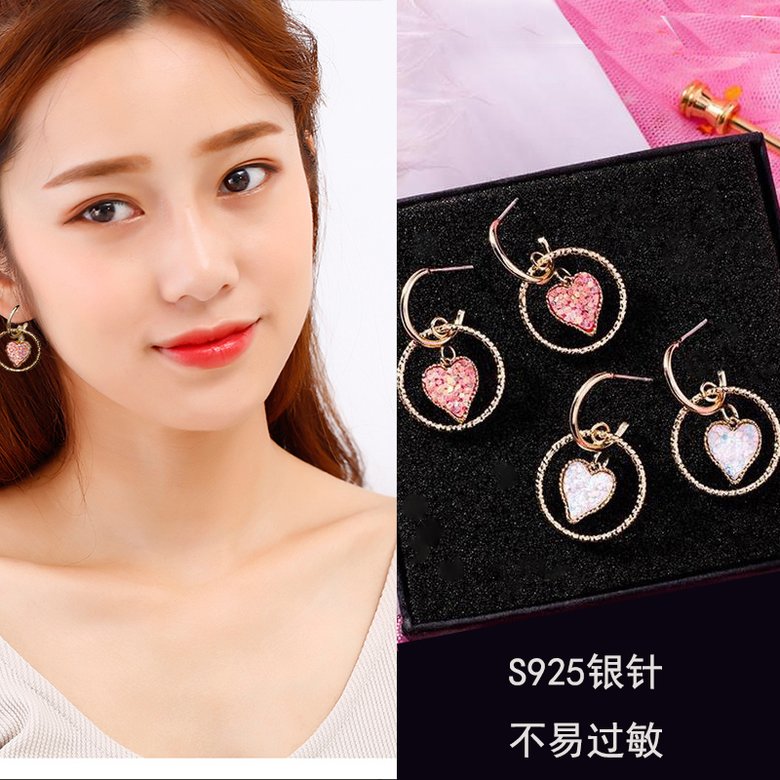 Wholesale Colorful Crystal Stone Love Heart Circle Earrings Jewlery for Women fashion Gift  VGE187