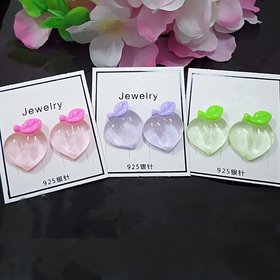 Wholesale Shiny Side New Accessories Acrylic Peach Stud Earrings for Women Simple Style Gift Cute Fruit Small Earrings VGE191
