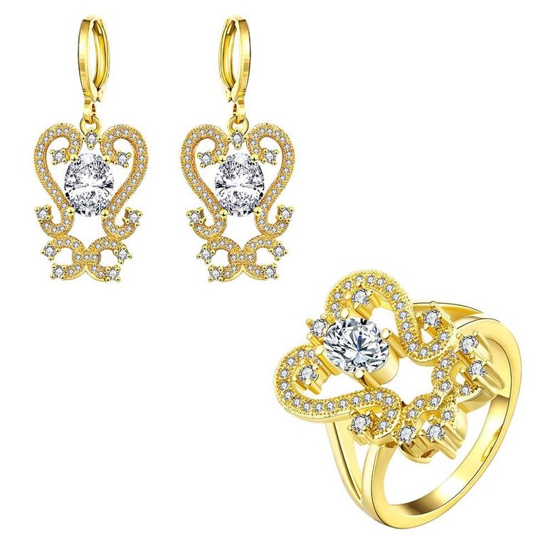 Wholesale Classic 24K Gold Plant CZ Jewelry Set TGGPJS244