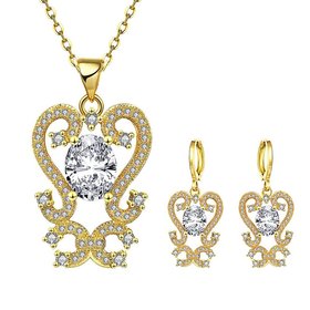 Wholesale Classic 24K Gold Plant CZ Jewelry Set TGGPJS282