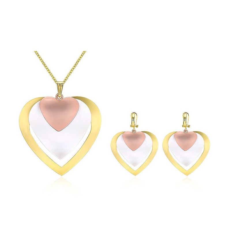 Wholesale Classic Gold Heart Jewelry Set TGGPJS165