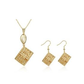 Wholesale Classic Gold Square Jewelry Set TGGPJS227