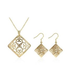 Wholesale Classic Gold Square Jewelry Set TGGPJS239