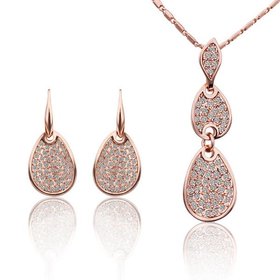 Wholesale Trendy Rose Gold Round Rhinestone Jewelry Set TGGPJS027