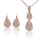 Wholesale Trendy Rose Gold Round Rhinestone Jewelry Set TGGPJS027