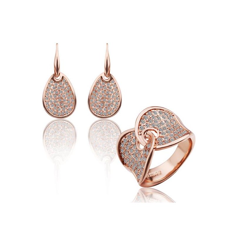 Wholesale Trendy Rose Gold Round Rhinestone Jewelry Set TGGPJS029