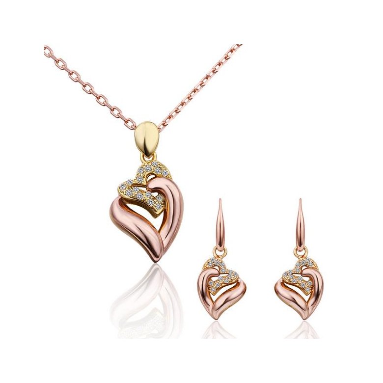 Wholesale Romantic Rose Gold Plant Rhinestone Jewelry Set TGGPJS004