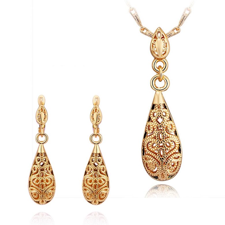 Wholesale Classic 24K Gold Water Drop Jewelry Set TGGPJS181