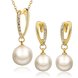 Wholesale Romantic 24K Gold Water Drop Pearl Jewelry Set TGGPJS185