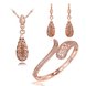 Wholesale Romantic Rose Gold Water Drop Rhinestone Jewelry Set TGGPJS010