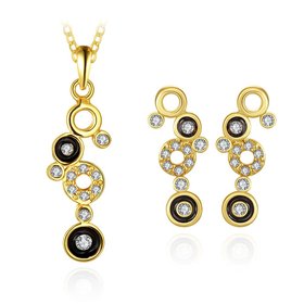 Wholesale Trendy 24K Gold Round CZ Jewelry Set TGGPJS324