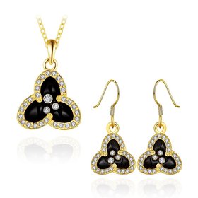 Wholesale Classic 24K Gold Plant Rhinestone Jewelry Set TGGPJS410