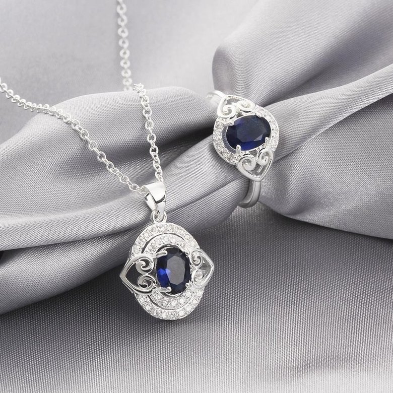 Wholesale Trendy Silver Heart Glass Jewelry Set TGSPJS313
