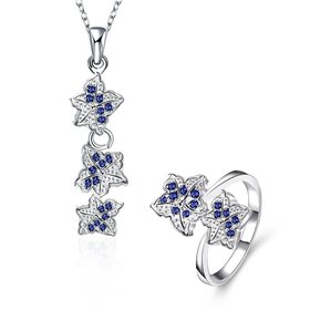 Wholesale Trendy Silver Plant CZ Jewelry Set TGSPJS372