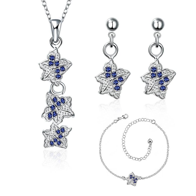 Wholesale Trendy Silver Plant CZ Jewelry Set TGSPJS388