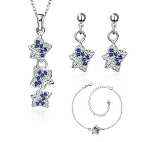 Wholesale Trendy Silver Plant CZ Jewelry Set TGSPJS388