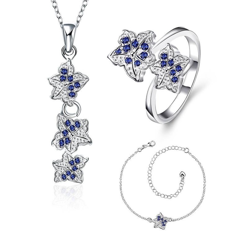 Wholesale Trendy Silver Plant CZ Jewelry Set TGSPJS392