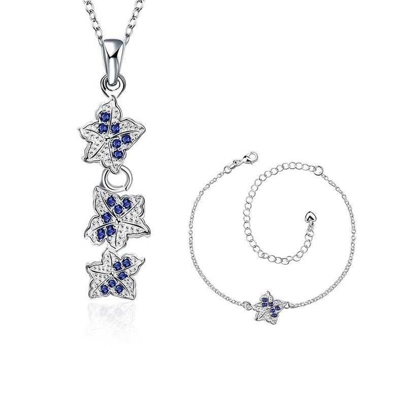 Wholesale Trendy Silver Plant CZ Jewelry Set TGSPJS396