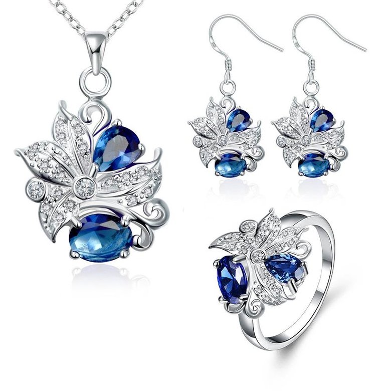 Wholesale Trendy Silver Plant Glass Jewelry Set TGSPJS480