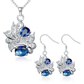Wholesale Trendy Silver Plant Glass Jewelry Set TGSPJS490