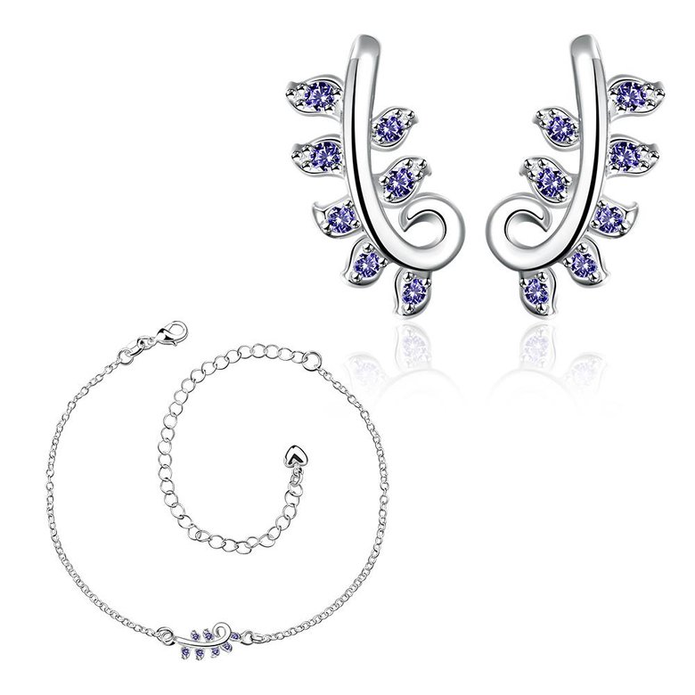 Wholesale Trendy Silver Plant CZ Jewelry Set TGSPJS504