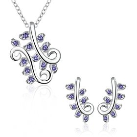 Wholesale Trendy Silver Plant CZ Jewelry Set TGSPJS524