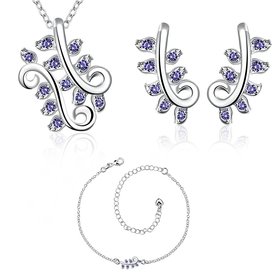 Wholesale Trendy Silver Plant CZ Jewelry Set TGSPJS534