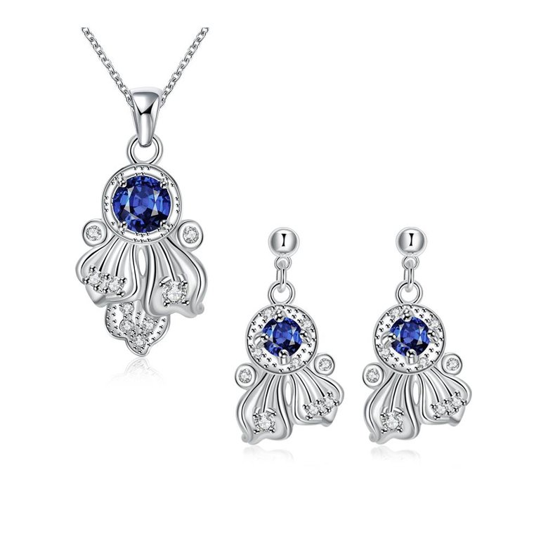 Wholesale Romantic Silver Plant CZ Jewelry Set TGSPJS663