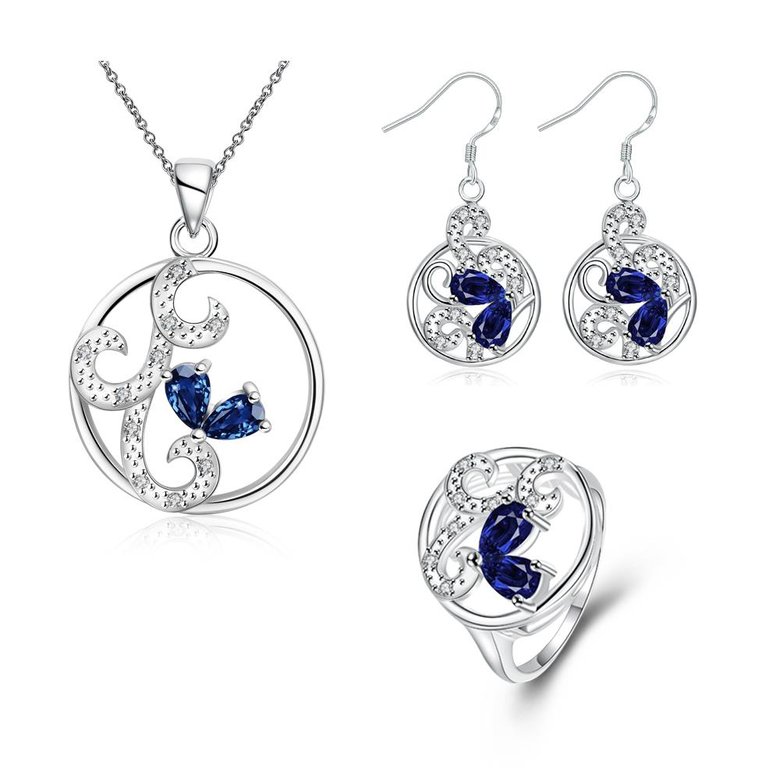 Wholesale Classic Silver Round CZ Jewelry Set TGSPJS677