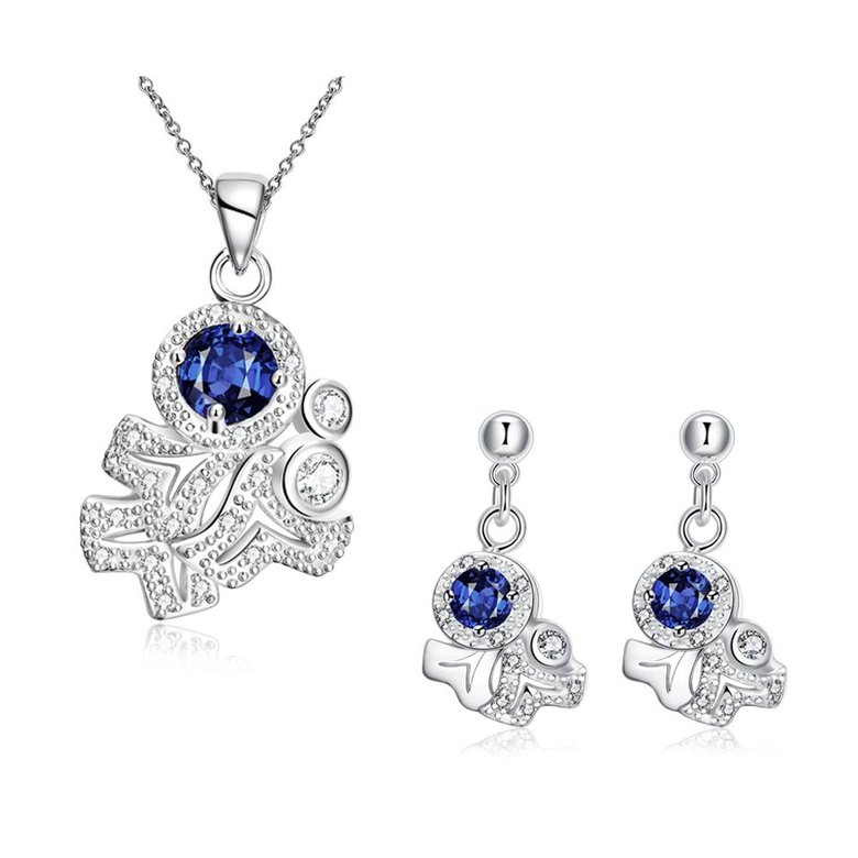 Wholesale Classic Silver Plant CZ Jewelry Set TGSPJS730