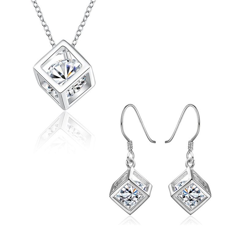 Wholesale Trendy Silver CZ Jewelry Set TGSPJS071