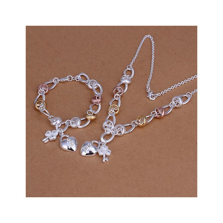 Wholesale Romantic Silver Heart Jewelry Set TGSPJS297