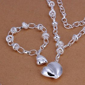 Wholesale Trendy Silver Heart Jewelry Set TGSPJS306