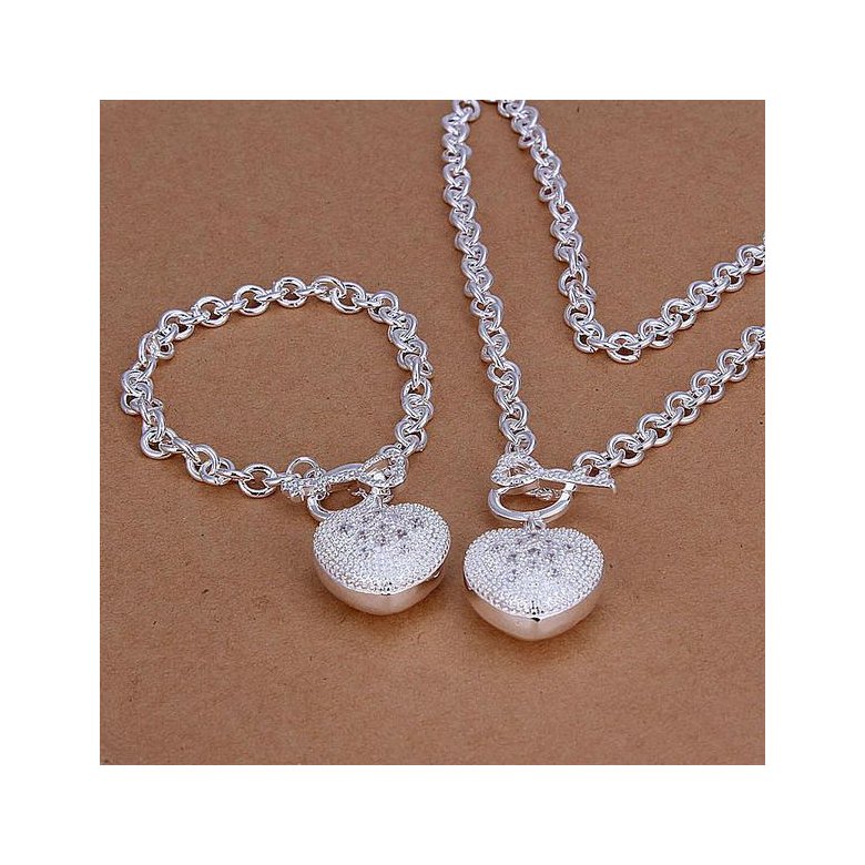 Wholesale Trendy Silver Heart Jewelry Set TGSPJS314