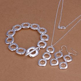 Wholesale Trendy Silver Round Jewelry Set TGSPJS613