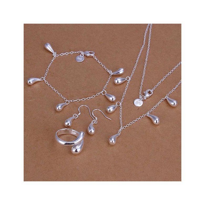 Wholesale Classic Silver Water Drop Jewelry Set TGSPJS702