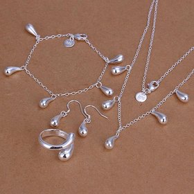 Wholesale Classic Silver Water Drop Jewelry Set TGSPJS702